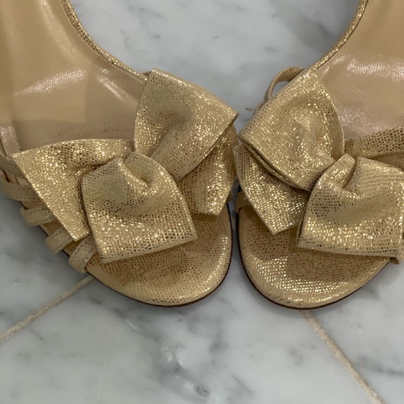 Kate Spade Gold Leather Sling Back Sandal with Bow at Toe - size 9 - Picture 9 of 10